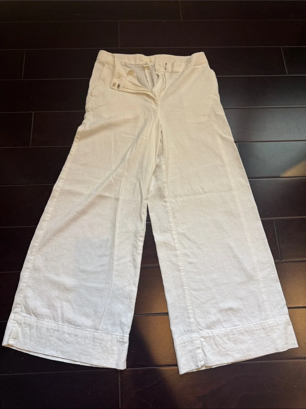 H&M White Linen-Texture Pants